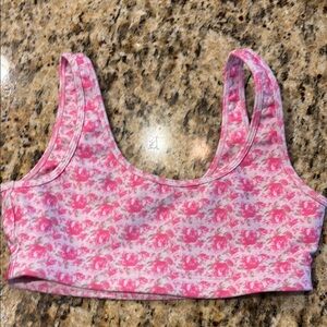Love Shack Fancy XS pink floral sports bra